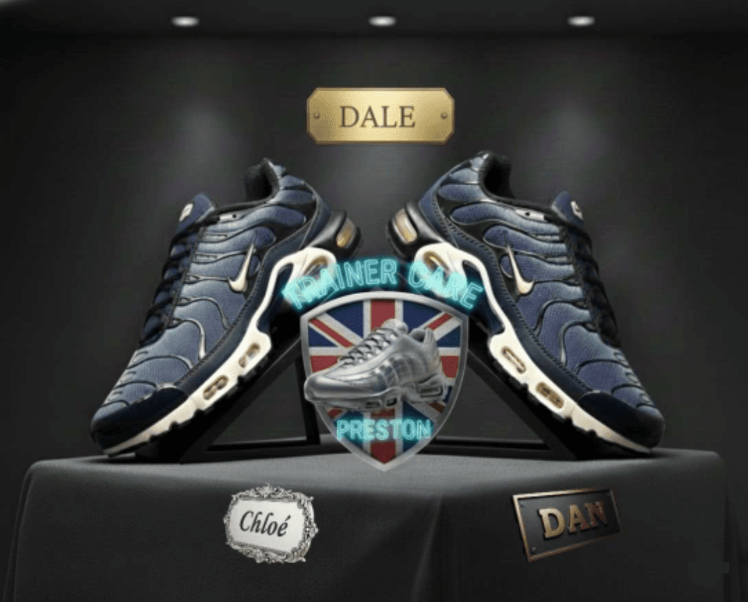 Close up on a pair of stylish, clean trainers